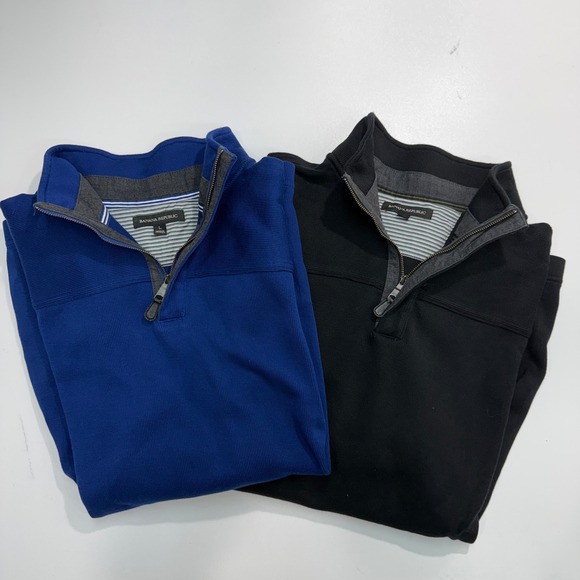 Banana Republic Mens Quarter Zip Pullover Bundle Black And Blue Size Large - Picture 15 of 15